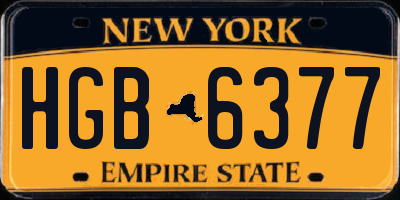 NY license plate HGB6377