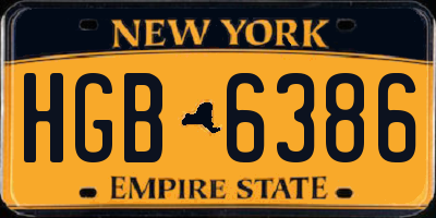 NY license plate HGB6386