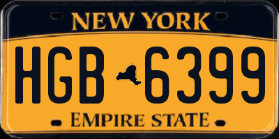 NY license plate HGB6399