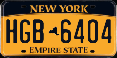 NY license plate HGB6404