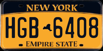 NY license plate HGB6408