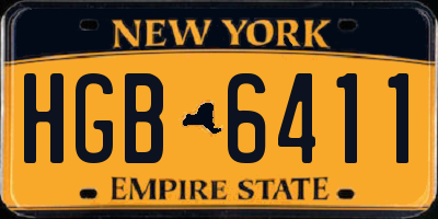 NY license plate HGB6411