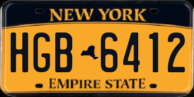 NY license plate HGB6412
