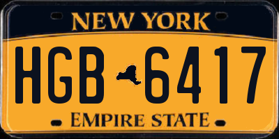 NY license plate HGB6417