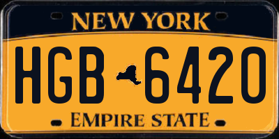 NY license plate HGB6420