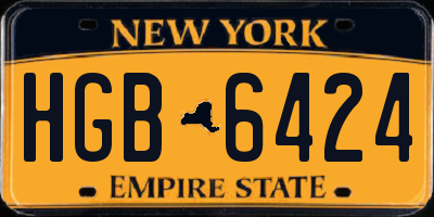 NY license plate HGB6424