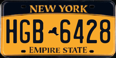NY license plate HGB6428