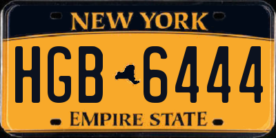 NY license plate HGB6444