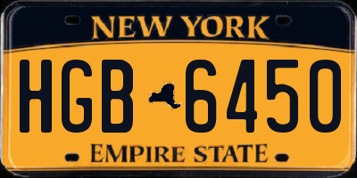 NY license plate HGB6450