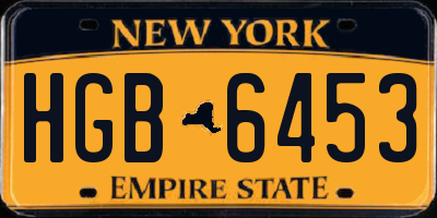 NY license plate HGB6453