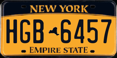 NY license plate HGB6457