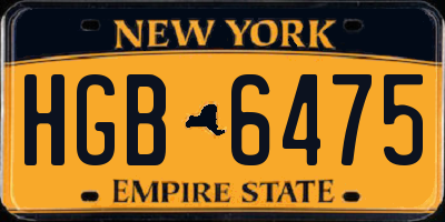 NY license plate HGB6475