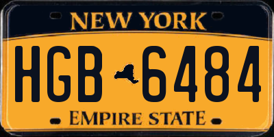 NY license plate HGB6484