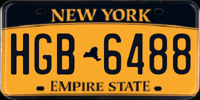 NY license plate HGB6488