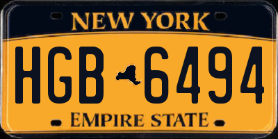 NY license plate HGB6494