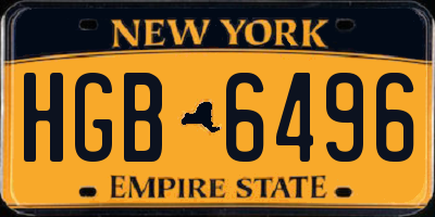 NY license plate HGB6496