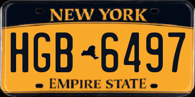 NY license plate HGB6497