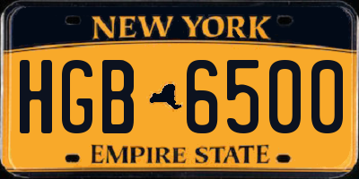 NY license plate HGB6500