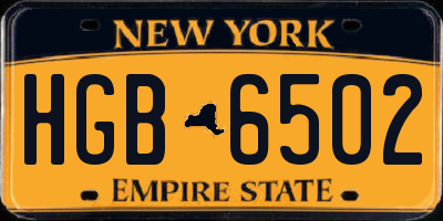 NY license plate HGB6502