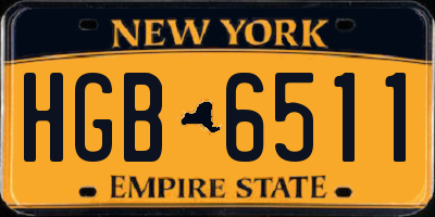 NY license plate HGB6511