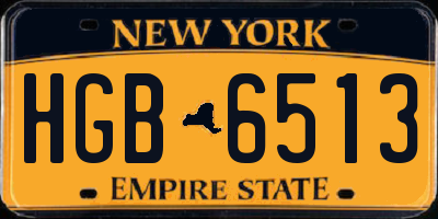 NY license plate HGB6513