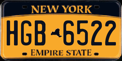 NY license plate HGB6522