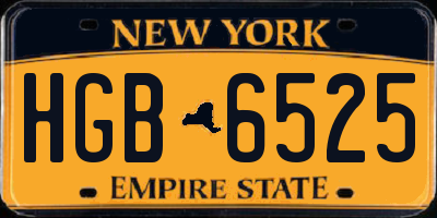 NY license plate HGB6525