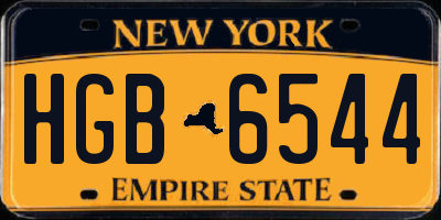 NY license plate HGB6544