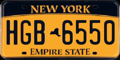 NY license plate HGB6550