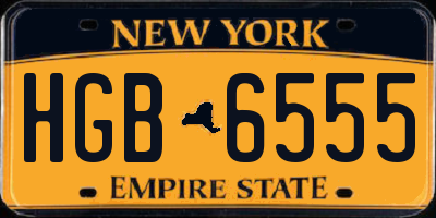 NY license plate HGB6555