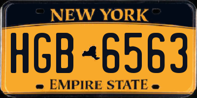 NY license plate HGB6563