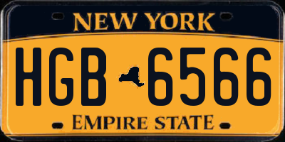 NY license plate HGB6566