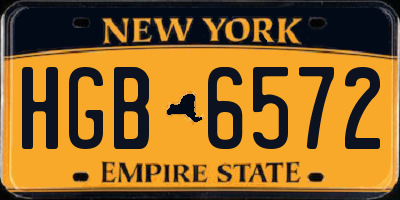NY license plate HGB6572