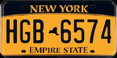 NY license plate HGB6574