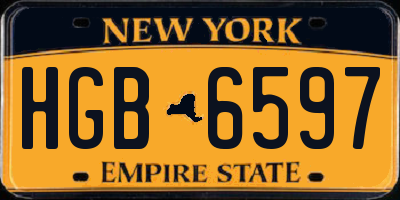 NY license plate HGB6597