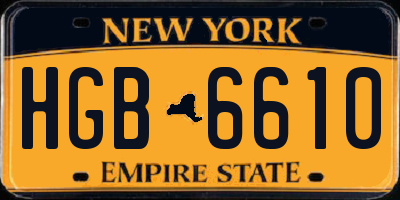 NY license plate HGB6610