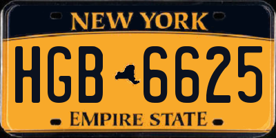 NY license plate HGB6625