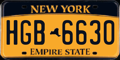 NY license plate HGB6630