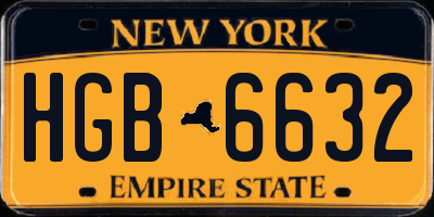 NY license plate HGB6632