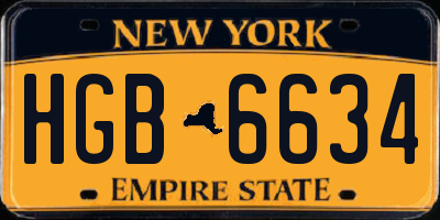 NY license plate HGB6634