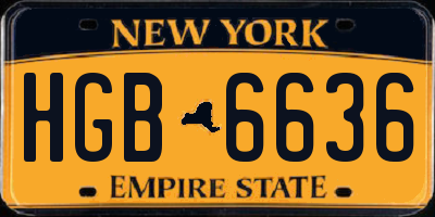 NY license plate HGB6636