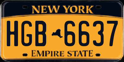 NY license plate HGB6637