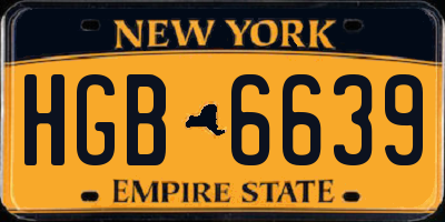 NY license plate HGB6639