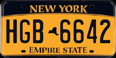 NY license plate HGB6642