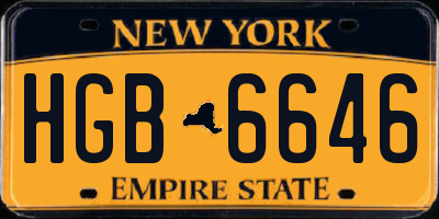 NY license plate HGB6646