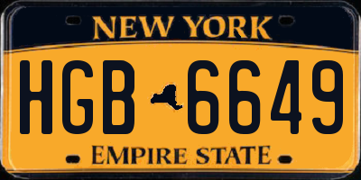 NY license plate HGB6649