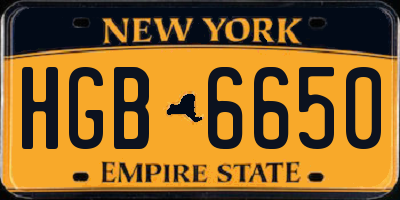 NY license plate HGB6650