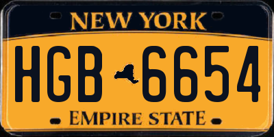 NY license plate HGB6654