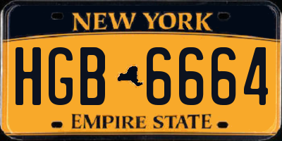 NY license plate HGB6664