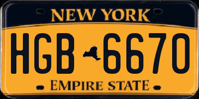 NY license plate HGB6670